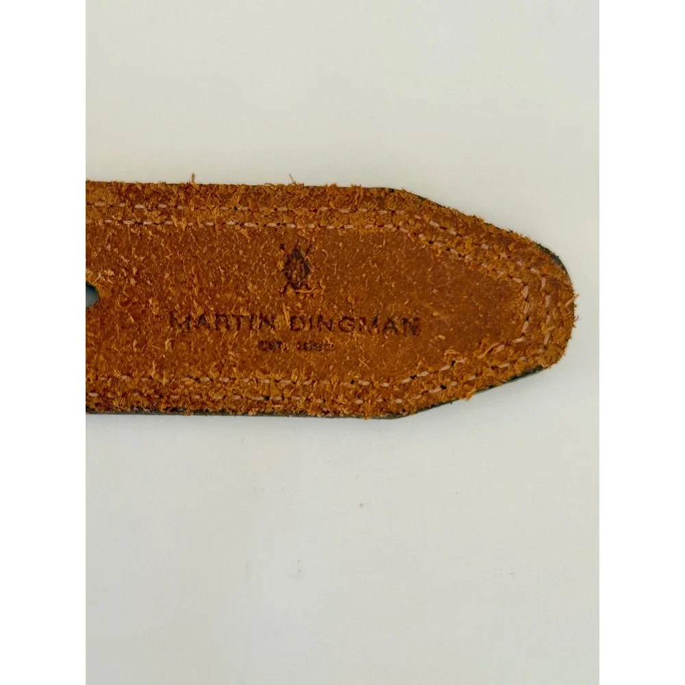 Martin‎ Dingman Old Money Sz 35 Preppy Woven Canvas & Italian Leather Belt Blue